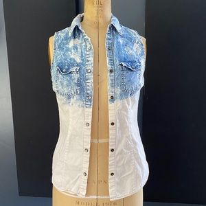Ombré bleached denim vest